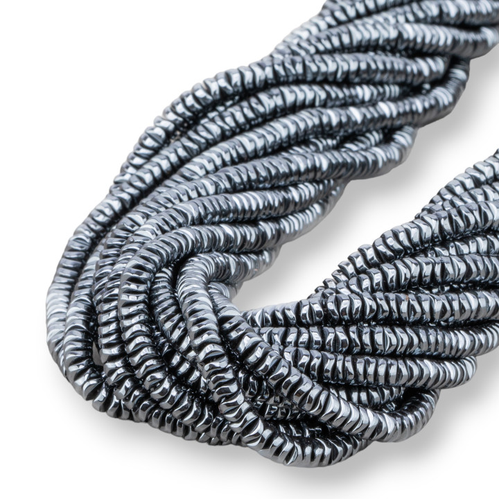 Hämatit Rondelle Wellenscheibe 4x1mm Natur