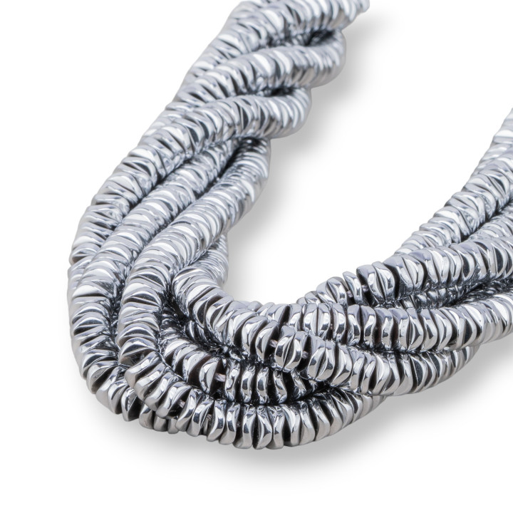 Ematite Argentato Rondelle Disco Ondulato 6x1mm