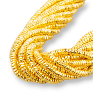 Hämatit-Rondelle, gewellte Scheibe, 6 x 1 mm, 18 Karat Gold