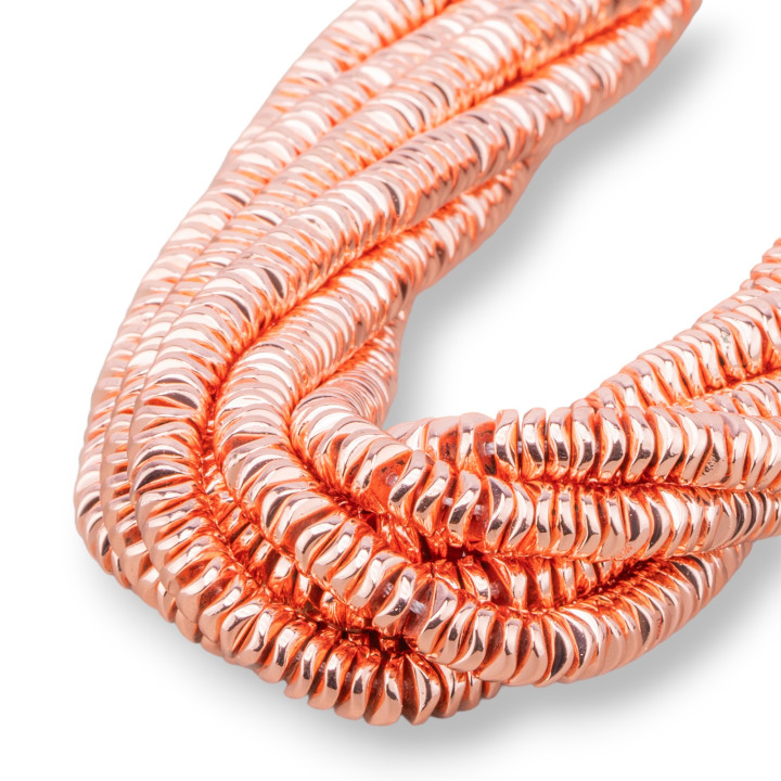 Hématite Rondelle Disque Ondulé 6x1mm Or Rose