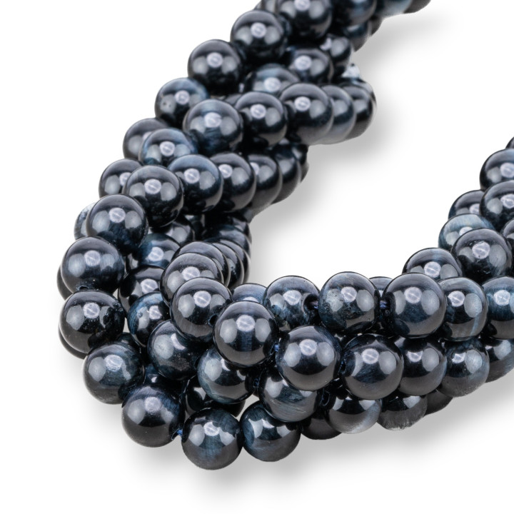 Occhio di Tigre Blu Zaffiro Tondo Liscio  8mm