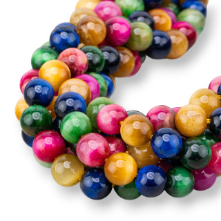 Ojo De Tigre Multicolor Redondo Liso 12mm