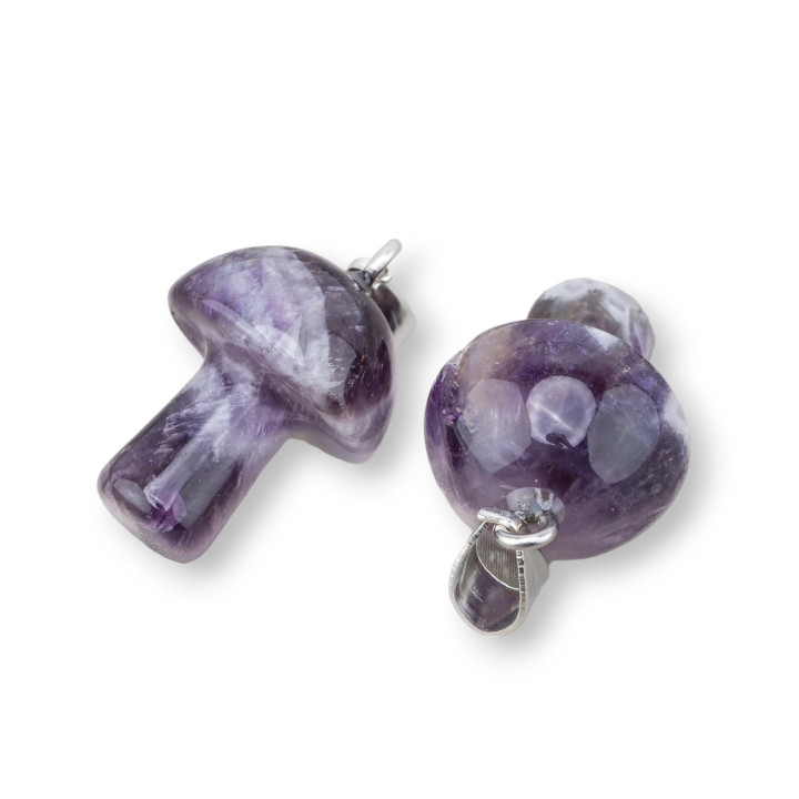 Pilzförmiger Halbedelstein-Anhänger, 15 x 30 mm, 4 Stück, Amethyst