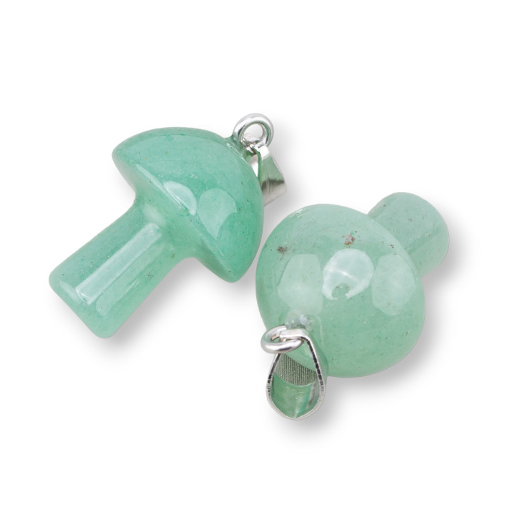Pendentif de pierres semi-précieuses en forme de champignon 15x30mm 4pcs Aventurine verte