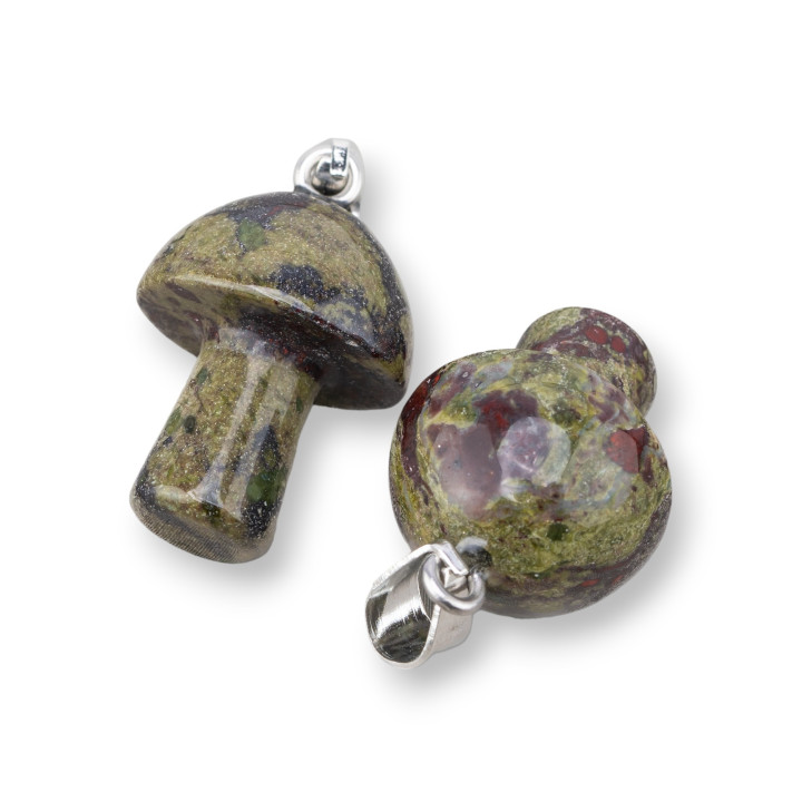 Mushroom Shaped Semi-precious Stone Pendant 15x30mm 4pcs Jasper