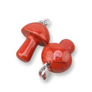 Colgante Piedra Semipreciosa En Forma De Seta 15x30mm 4uds Jaspe Rojo