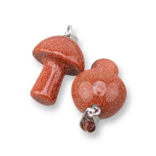 Pendentif Pierre Semi-précieuse Forme Champignon 15x30mm 4pcs Doré Sable