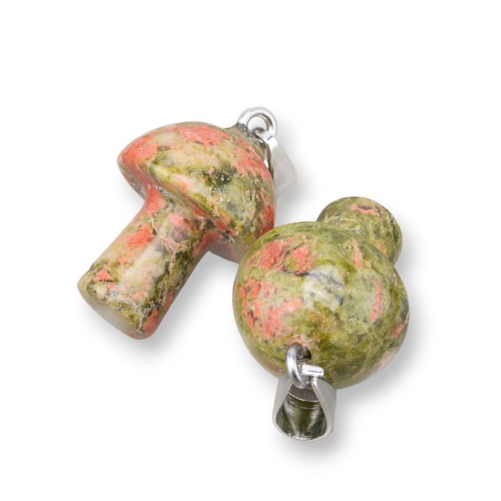 Μενταγιόν ημιπολύτιμης πέτρας σε σχήμα μανιταριού 15x30mm 4τμχ Unakite