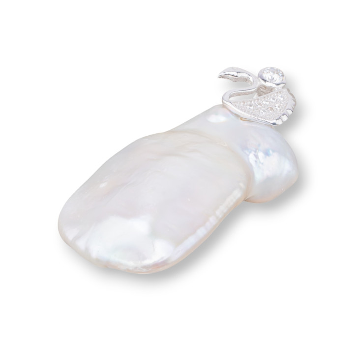 Μενταγιόν Ασημένιο Ζιργκόν 925 με Πέρλες Ποταμού (YNG) 10-11 γρ.