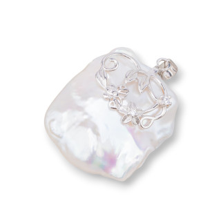 Pendenti Di Argento 925 Zirconato Con Perle Di Fiume (YNG) 12-13gr