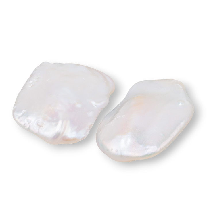 Perles de rivière baroques gouttes plates (PQW) 13-14gr 1 paire