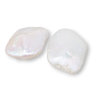 Perles de rivière baroques gouttes plates (PQW) 17-18gr 1 paire