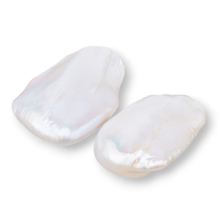 Perles de rivière baroques gouttes plates (PQW) 20-22gr 1 paire