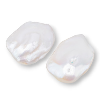 Perles de rivière baroques gouttes plates (PQW) 22-24gr 1 paire