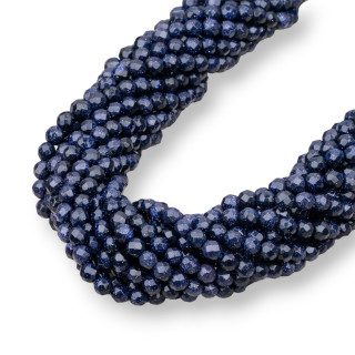 Pietra Del Sole Blu Perlina Tonda Sfaccettata 4mm