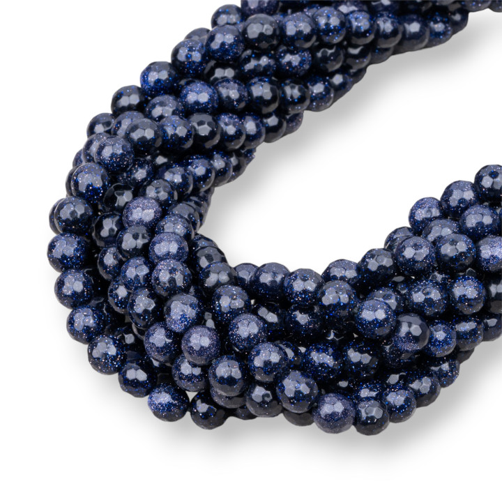 Pietra Del Sole Blu Perlina Tonda Sfaccettata 6mm