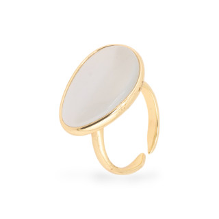 Bronze Ring With Cat's Eye Set Smooth Mango 18x26mm White Golden