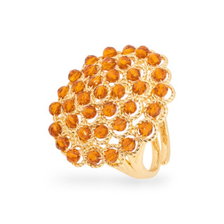 Anillo De Bronce Con Cuentas Eslabonadas 30mm Tamaño Ajustable Marrón Dorado