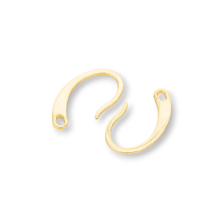 Base For 925 Silver Earrings With Flat Smooth Hook 11x18mm 6 Pairs Golden