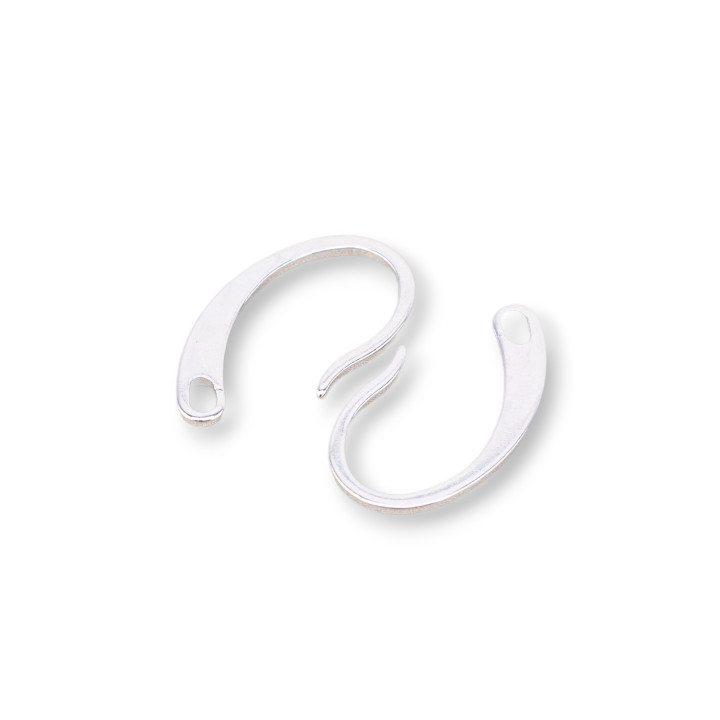 Base Per Orecchini Di Argento 925 A Monachella Liscia Piatta 11x18mm 6 Coppie Rodiato