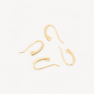 Base Per Orecchini Di Argento 925 Monachella Con Zirconi 1,5x17mm 4 Paia Dorato