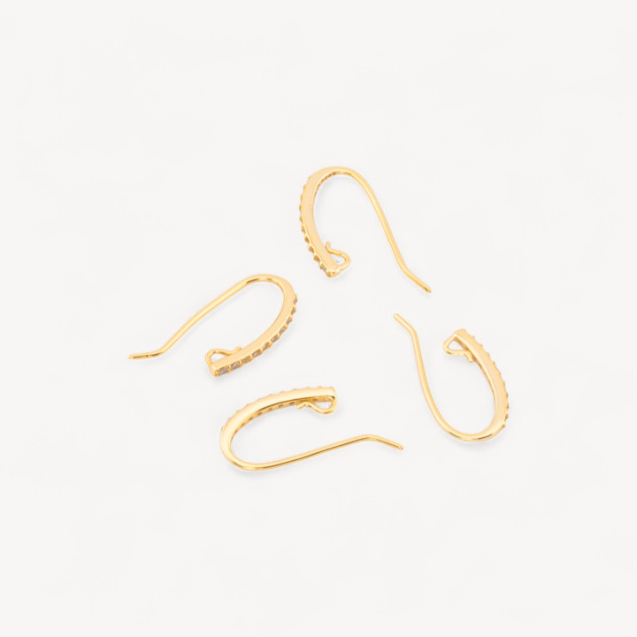 Base Pour Boucles D'oreilles En Argent 925 Avec Zircons 1,5x17mm 5 Paires Doré