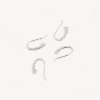 Base Pour Boucles D'oreilles En Argent 925 Avec Zircons 1,5x17mm 5 Paires Plaqué Rhodium