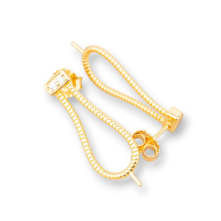 Base Per Orecchini Di Argento 925 Perno 10x24mm 2 Paia Dorato