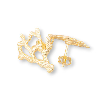 Base Para Pendientes De Plata 925 Ramitos De Pasador 20x23mm 1 Par Dorado