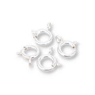 Mosquetón con anillo de resorte redondo con cierre de plata 925, 8 mm, 15 piezas de plata