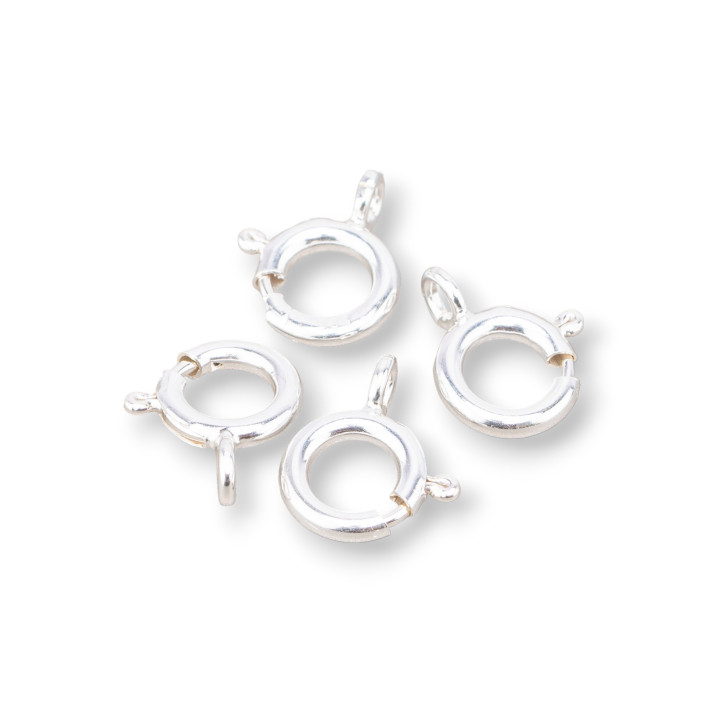 Mosquetón con anillo de resorte redondo con cierre de plata 925, 8 mm, 15 piezas de plata