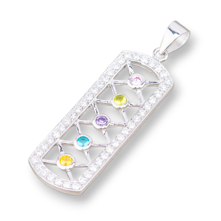 Pendant Pendants Of 925 Silver With Zircons 15x52mm