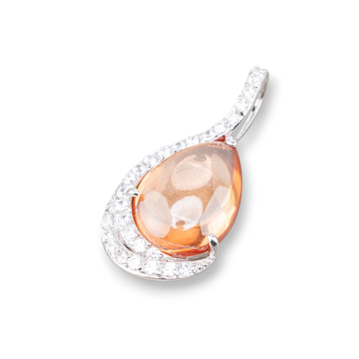 Colgante Colgantes De Plata 925 Con Circonitas 17x35mm Champagne