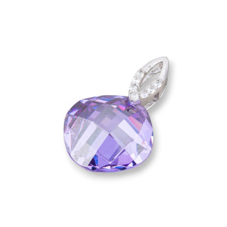Pendant Pendants Of 925 Silver With Zircons 20x30mm Purple