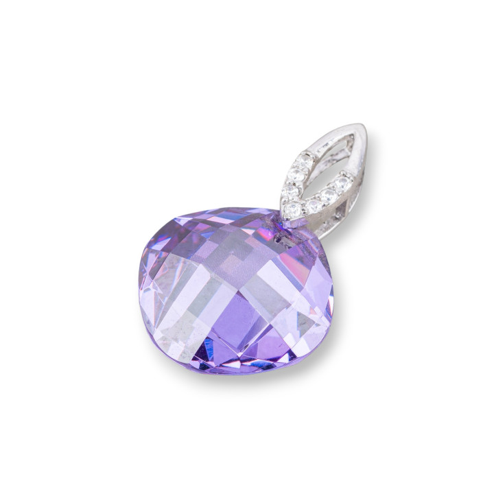 Colgante Colgantes De Plata 925 Con Circonitas 20x30mm Morado