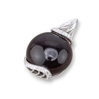 925 Silver Pendants With Zircons 22x35mm Dark Brown