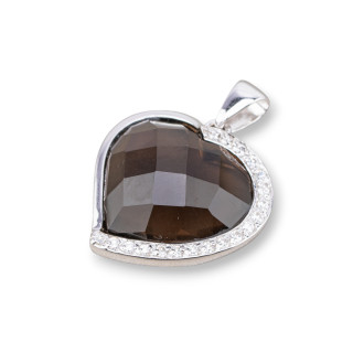 Pendant Pendants Of 925 Silver With Zircons 25x32mm Brown