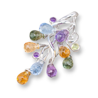 Pendant Pendants Of 925 Silver With Zircons 30x57mm