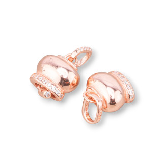 925 Silber Campanella Charms Anhänger Komponente mit Zirkonen 10x17mm 2St Roségold
