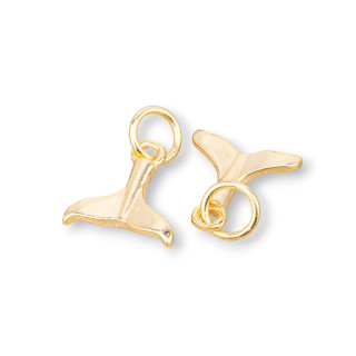 Anhänger-Komponenten-Charms aus 925er Silber, Delfinschwanz, 11 x 12 mm, 8 Stück, golden