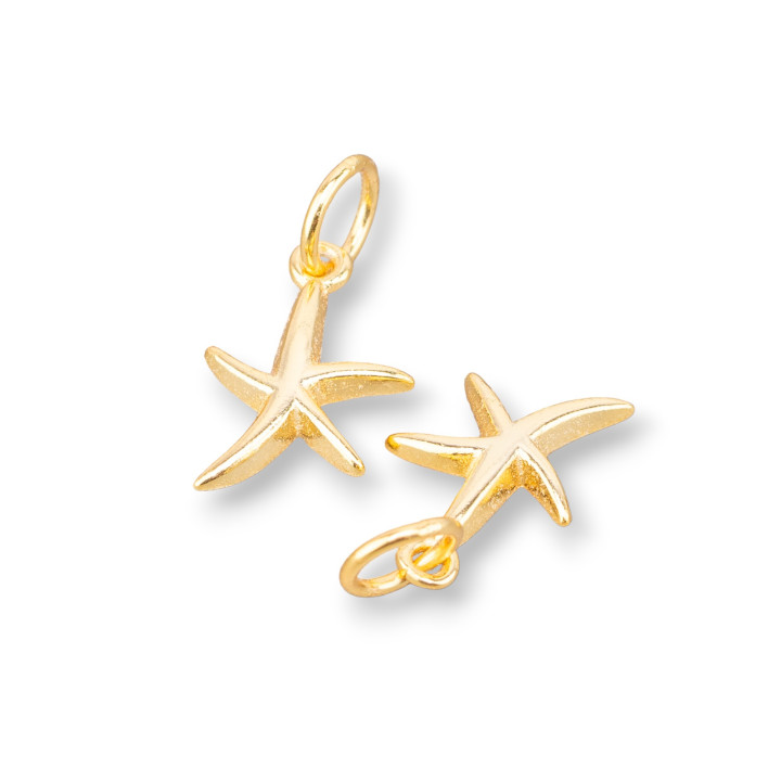 Charms Pendant Component Of 925 Silver Starfish 9x13mm 8pcs Golden