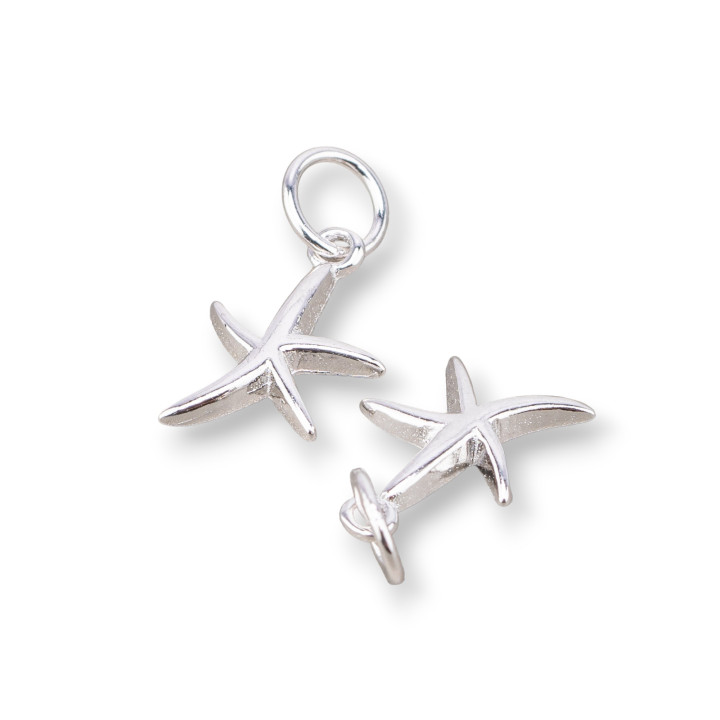 Charms Pendant Component Of 925 Silver Starfish 9x13mm 8pcs Rhodium Plated