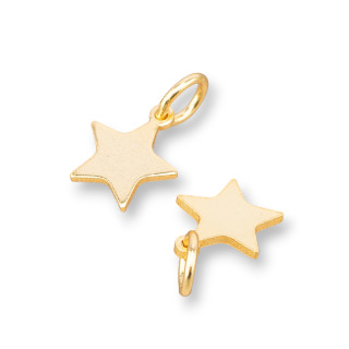 Componente colgante Charms de plata 925 estrellas 8 mm 10 piezas dorado