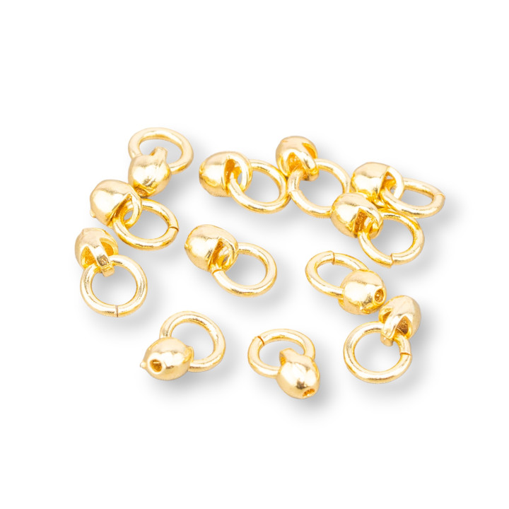 925 Silver Final Knot Cover With Ring And Hole 4x7mm 5g 35 Pieces Approximately Golden