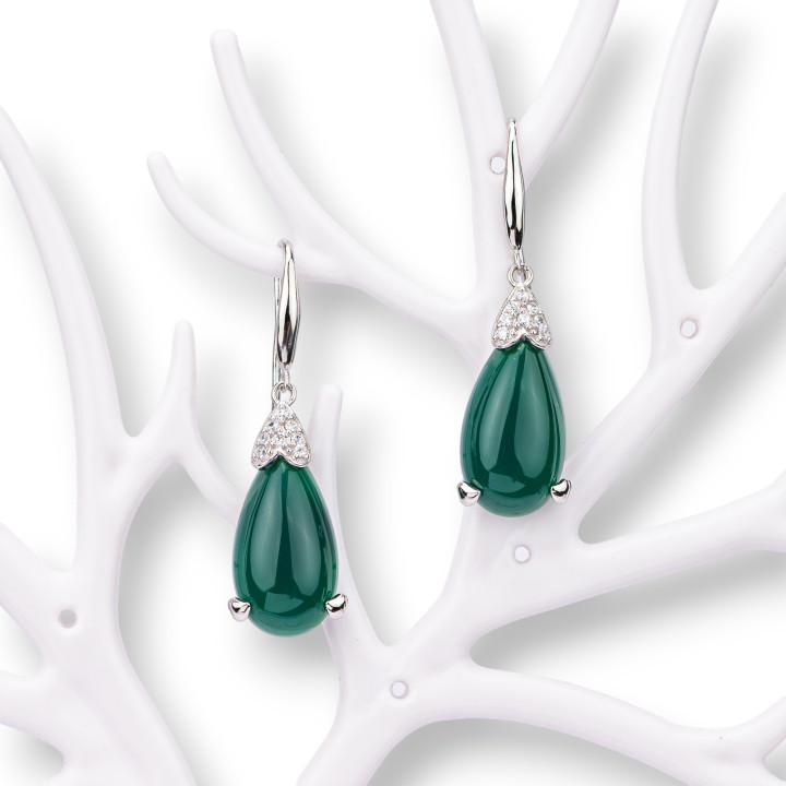 Boucles d'oreilles en argent 925 fabriquées en ITALIE Vert