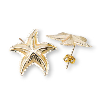 Base Per Orecchini Di Bronzo Perno Stella Marina 22mm 10 Paia Dorato