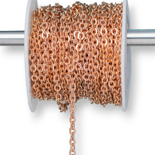 Cadena Forzatina Acero Triturado 1.9x2.5mm Hilo 0.5mm 20 Metros Oro Rosa