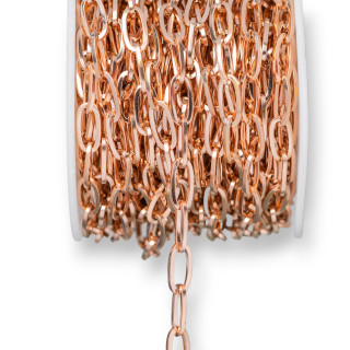 Chaîne Acier Fil Carré Ovale 4x6,5mm Fil 0,8mm 15 Mètres Or Rose