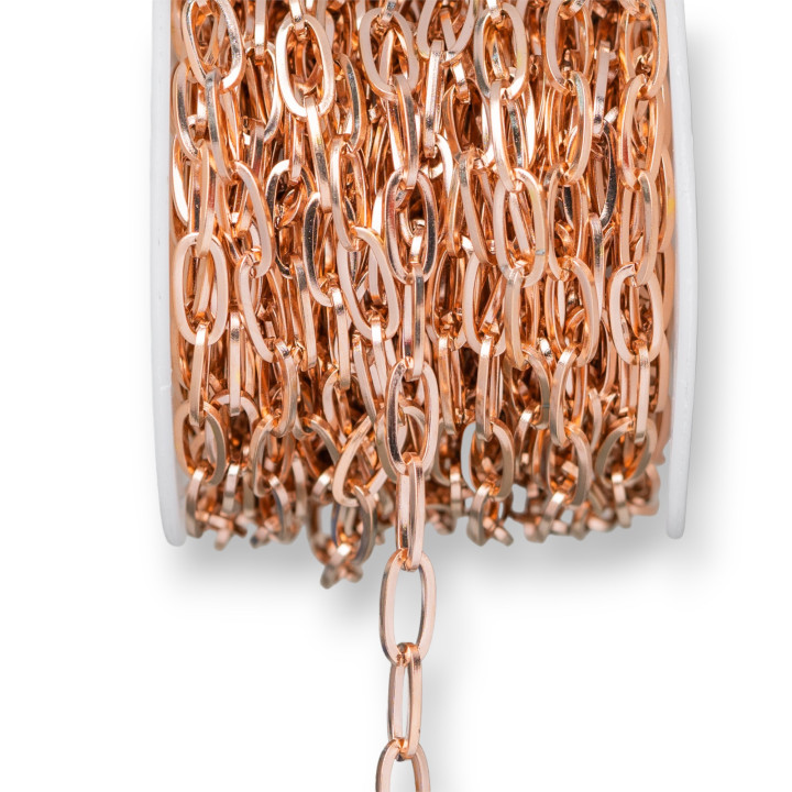 Ovale Stahlkette mit Vierkantdraht 6x12mm Draht 1,2mm 5 Meter Roségold