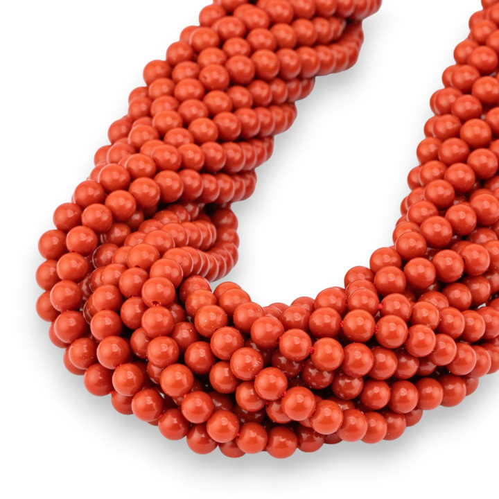 Pâte De Corail Rouge Sarde Ronde Lisse 04mm